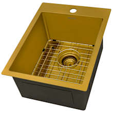 Terraza 20" Drop In Single Basin Stainless Steel Bar Sink with Basin Rack and Basket Strainer