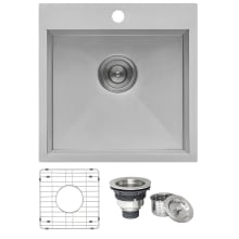 Tirana 18" Drop In Single Basin Stainless Steel Bar Sink with Basin Rack and Basket Strainer