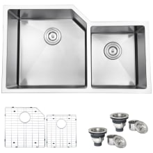 Gravena 33" Undermount Double Basin 16 Gauge Stainless Steel Kitchen Sink with 2 Basin Racks and 2 Basket Strainers