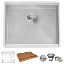 Roma 21" Undermount Single Basin Stainless Steel Bar Sink with Basin Rack and Basket Strainer