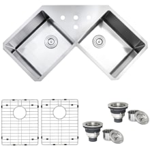 Gravena 43-3/4" Undermount Double Basin 16 Gauge Stainless Steel Kitchen Sink with 2 Basin Racks and 2 Basket Strainers