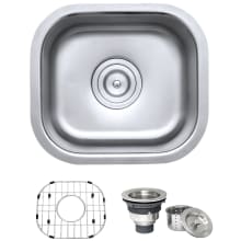 Parmi 13" Undermount Single Basin 16 Gauge Stainless Steel Kitchen Sink with Basin Rack and Basket Strainer