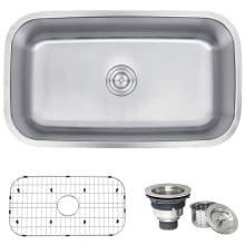 Parmi 31-1/4" Undermount Single Basin 16 Gauge Stainless Steel Kitchen Sink with Basin Rack and Basket Strainer