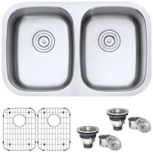 Parmi 29" Undermount Double Basin 16 Gauge Stainless Steel Kitchen Sink with 2 Basin Racks and 2 Basket Strainers
