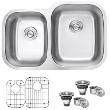 Parmi 32" Undermount Double Basin 16 Gauge Stainless Steel Kitchen Sink with 2 Basin Racks and 2 Basket Strainers