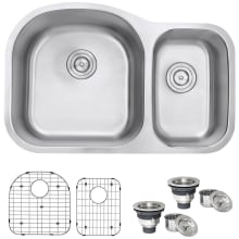 Varna 31-1/2" Undermount Double Basin 16 Gauge Stainless Steel Kitchen Sink with 2 Basin Racks and 2 Basket Strainers