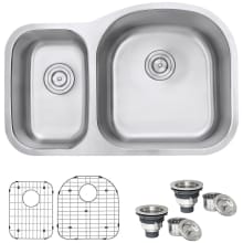 Varna 31-1/2" Undermount Double Basin 16 Gauge Stainless Steel Kitchen Sink with 2 Basin Racks and 2 Basket Strainers