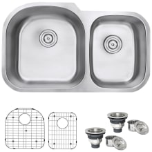 Varna 34" Undermount Double Basin 16 Gauge Stainless Steel Kitchen Sink with 2 Basin Racks and 2 Basket Strainers