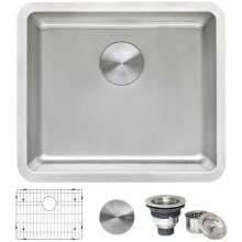 Modena 20" Undermount Single Basin Stainless Steel Bar Sink with Basin Rack and Basket Strainer