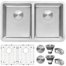Modena 28" Undermount Double Basin 16 Gauge Stainless Steel Kitchen Sink with 2 Basin Racks and 2 Basket Strainers