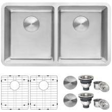 Modena 31" Undermount Double Basin 16 Gauge Stainless Steel Kitchen Sink with 2 Basin Racks and 2 Basket Strainers