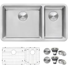 Modena 32" Undermount Double Basin 16 Gauge Stainless Steel Kitchen Sink with 2 Basin Racks and 2 Basket Strainers