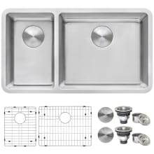 Modena 32" Undermount Double Basin 16 Gauge Stainless Steel Kitchen Sink with 2 Basin Racks and 2 Basket Strainers