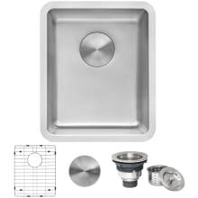 Modena 15" Undermount Single Basin Stainless Steel Bar Sink with Basin Rack and Basket Strainer