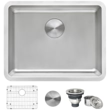 Modena 23" Undermount Single Basin 16 Gauge Stainless Steel Kitchen Sink with Basin Rack and Basket Strainer