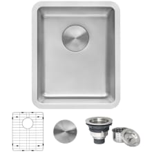 Modena 12" Undermount Single Basin Stainless Steel Bar Sink with Basin Rack and Basket Strainer