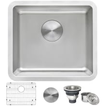 Modena 18" Undermount Single Basin Stainless Steel Bar Sink with Basin Rack and Basket Strainer
