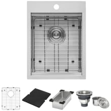 Merino 15" Drop-In Single Basin Stainless Steel Kitchen Sink Includes Basket Strainer and Sink Grid