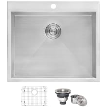Tirana Single Basin Kitchen Sink with Basin Rack and Basket Strainer