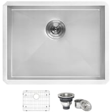 Forma Single Basin Kitchen Sink with Basin Rack and Basket Strainer
