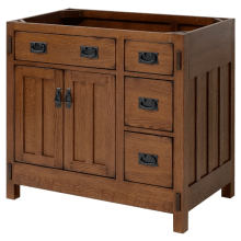 American Craftsman 36" Single Freestanding Oak Vanity Cabinet Only – Less Vanity Top