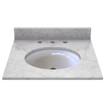 25" Carrara White Marble Vanity Top with 4" Backsplash - Sink Included