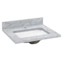 RW Carrara White Marble Vanity Tops 25" Marble Vanity Top with Backsplash