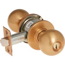 6 Line Panic Proof Grade 2 Keyed Entry Single Cylinder Door Lever Set with OB Trim and Push Button Turn Lock