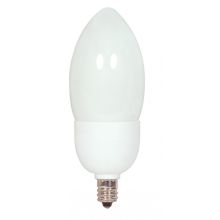 Single 7 Watt C15 Shaped Candelabra (E12) Base Compact Fluorescent Bulb