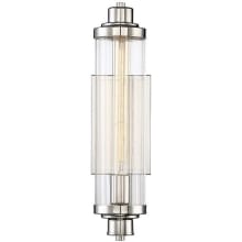 Pike Single Light 17-3/4" Tall Wall Sconce with Slim Ribbed Glass Shades