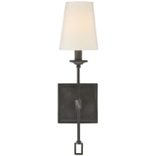Lorainne Single Light 17-1/2" High Wall Sconce with Linen Shades