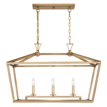 Townsend 3 Light 32" Wide Linear Taper Candle Chandelier with Flared Loops