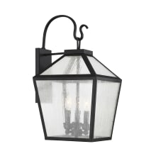 Woodstock 3 Light 24" Tall Outdoor Wall Sconce with a Glass Shade