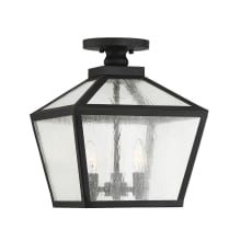 Woodstock 3 Light 12" Wide Outdoor Semi-Flush Lantern Ceiling Fixture with a Glass Shade