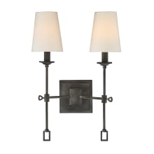 Lorainne 2 Light 12-1/2" Wide Wall Sconce with Linen Shades