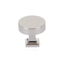 Haniburton 1-1/4" Flat Disc Round Solid Brass Luxury Cabinet Knob / Drawer Knob with Square Base