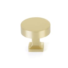 Haniburton 1-1/4" Flat Disc Round Solid Brass Luxury Cabinet Knob / Drawer Knob with Square Base