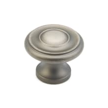 Colonial 1-1/4" Traditional Round Ringed Luxury Solid Brass Mushroom Cabinet Knob / Drawer Knob