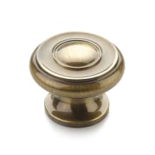 Colonial 1-1/2" Traditional Round Ringed Solid Brass Luxury Cabinet Knob / Drawer Knob