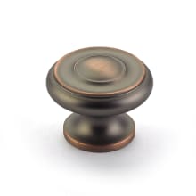 Colonial 1-1/2" Traditional Round Ringed Solid Brass Luxury Cabinet Knob / Drawer Knob