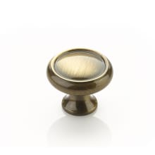 Country 1-1/4" Solid Brass Traditional Mushroom Ringed Cabinet Knob