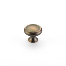 Country 1-1/4" Solid Brass Traditional Mushroom Ringed Cabinet Knob