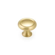 Country 1-1/4" Solid Brass Traditional Mushroom Ringed Cabinet Knob