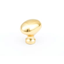 Country 1-3/8" Solid Brass Traditional Egg / Oval Cabinet Knob