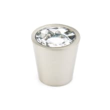 Stargaze 1-1/16" Contemporary Luxury Cone Mini Cabinet Knob with Crystal Accent and Solid Brass Base