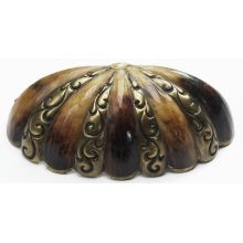 Symphony 3" Center to Center Designer Solid Brass Nautical Shell Cabinet Cup Pull with Shell Inlays