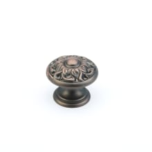 Corinthian 1-3/8" Traditional Decorative Round Solid Brass Cabinet Knob