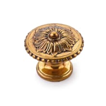 Sonata 1-1/4" Floral Round Solid Brass Sunflower Mushroom Luxury Cabinet Knob / Drawer Knob
