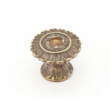 Symphony - French Court 1-1/4" Decorative Antique Scalloped Fluted Swan Solid Brass Hand Crafted Round Cabinet Knob