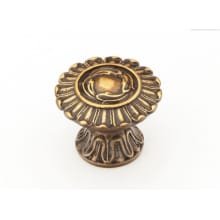 Symphony - French Court 1-1/4" Decorative Antique Scalloped Fluted Swan Solid Brass Hand Crafted Round Cabinet Knob